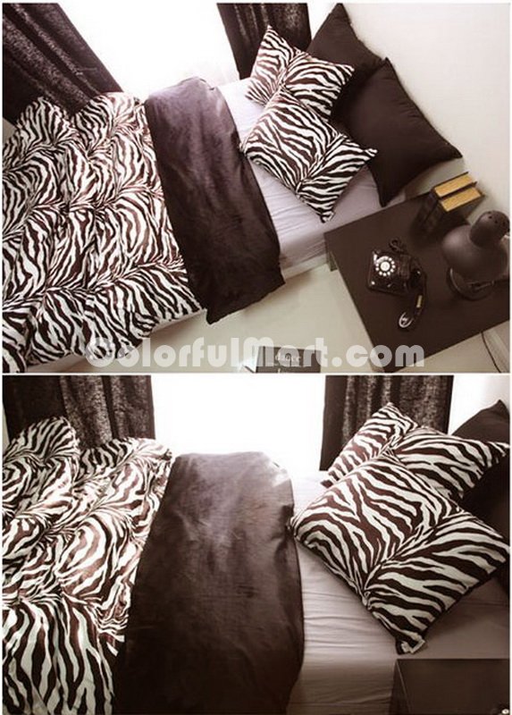 Coffee Zebra Print Bedding Sets - Click Image to Close