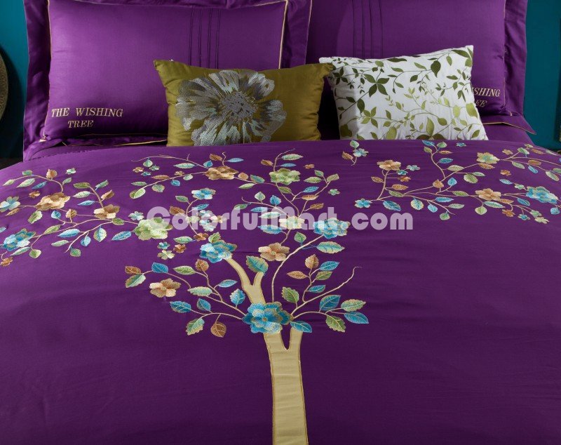 Happy Tree Purple Bedding Girls Bedding Teen Bedding Luxury Bedding - Click Image to Close