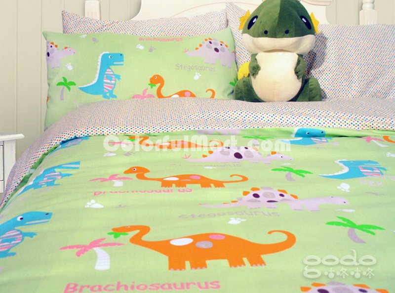 Dinosaurs Light Green Dinosaur Bedding Set - Click Image to Close