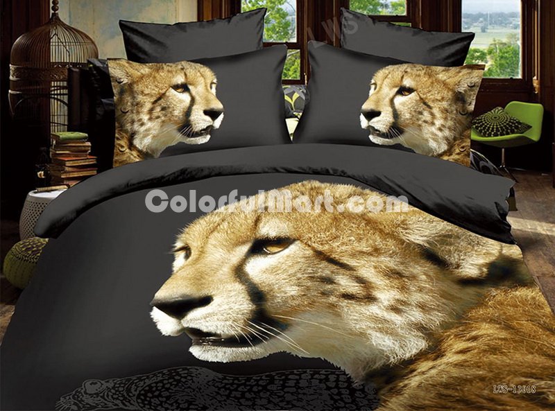 Cheetah Black Bedding 3D Duvet Cover Set - Click Image to Close
