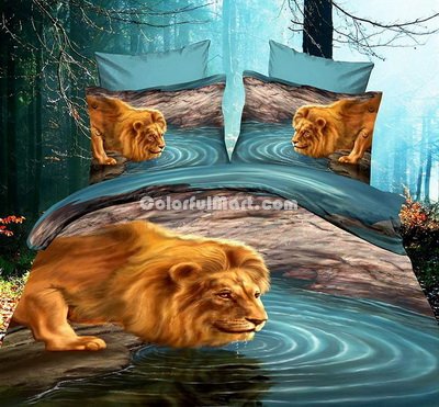 Lion Blue Bedding 3D Duvet Cover Set