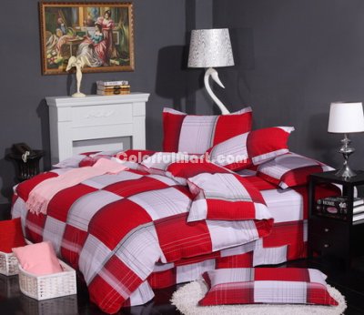Red And White Cheap Modern Bedding Sets