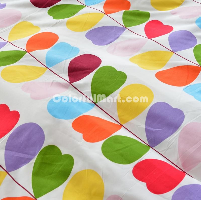 Hearts Yellow Bedding Set Duvet Cover Pillow Sham Flat Sheet Teen Kids Boys Girls Bedding - Click Image to Close