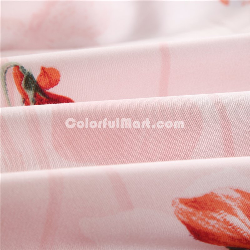 Mela Pink Bedding Set Girls Bedding Floral Bedding Duvet Cover Pillow Sham Flat Sheet Gift Idea - Click Image to Close