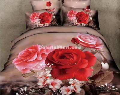 Love Bloom Red Bedding Rose Bedding Floral Bedding Flowers Bedding