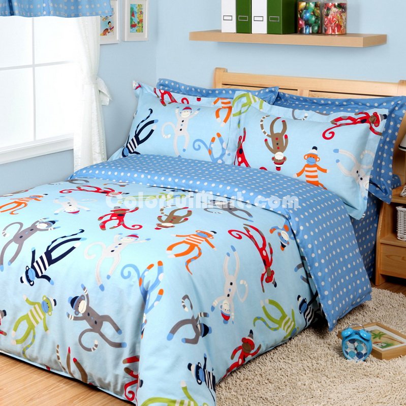 Cartoon Monkey Kids Bedding Sets For Boys - Click Image to Close