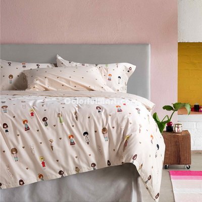 Emily Party Orange Bedding Set Teen Bedding Kids Bedding Duvet Cover Pillow Sham Flat Sheet Gift Idea