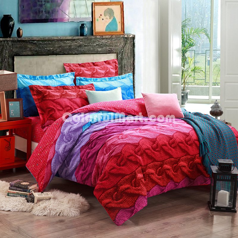 Louvre Fashion Red Duvet Cover Set European Bedding Casual Bedding - Click Image to Close