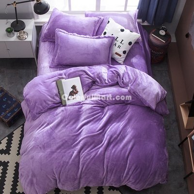 Light Purple Velvet Flannel Duvet Cover Set for Winter. Use It as Blanket or Throw in Spring and Autumn, as Quilt in Summer.