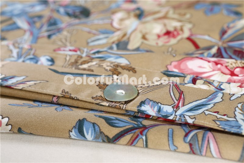 Xenia Brown Bedding Set Luxury Bedding Collection Satin Egyptian Cotton Duvet Cover Set - Click Image to Close
