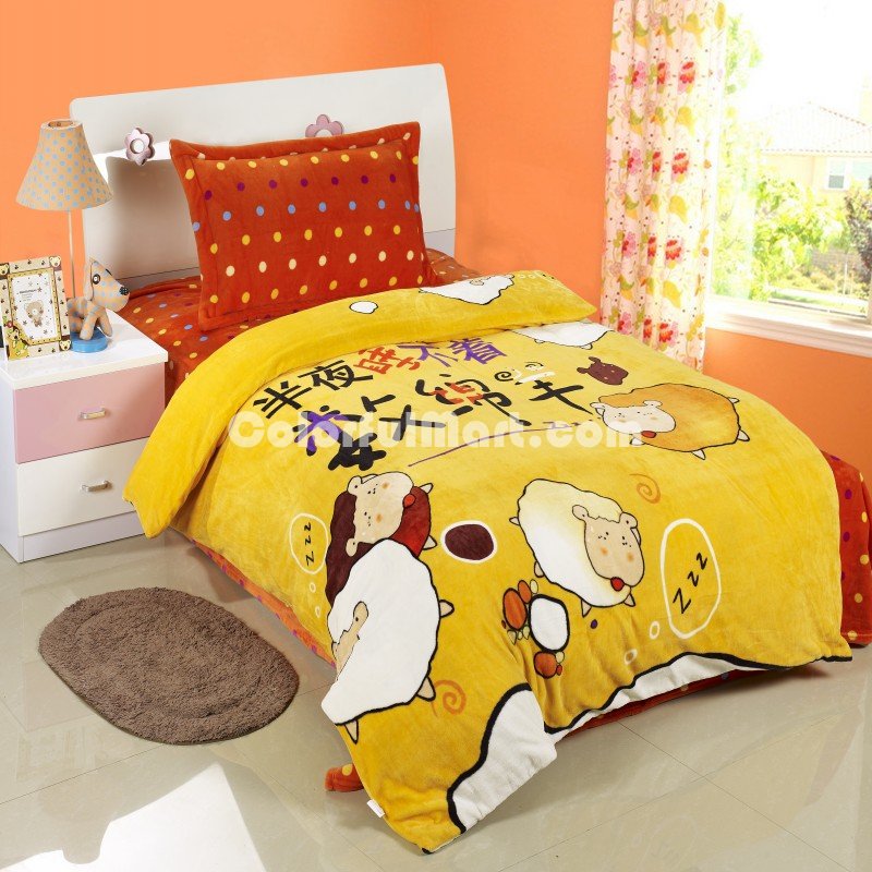 The Sheep Flannel Duvet Cover Set Kids Bedding - Click Image to Close
