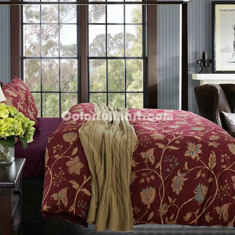 Sofia Red Egyptian Cotton Bedding Luxury Bedding Duvet Cover Set - Click Image to Close