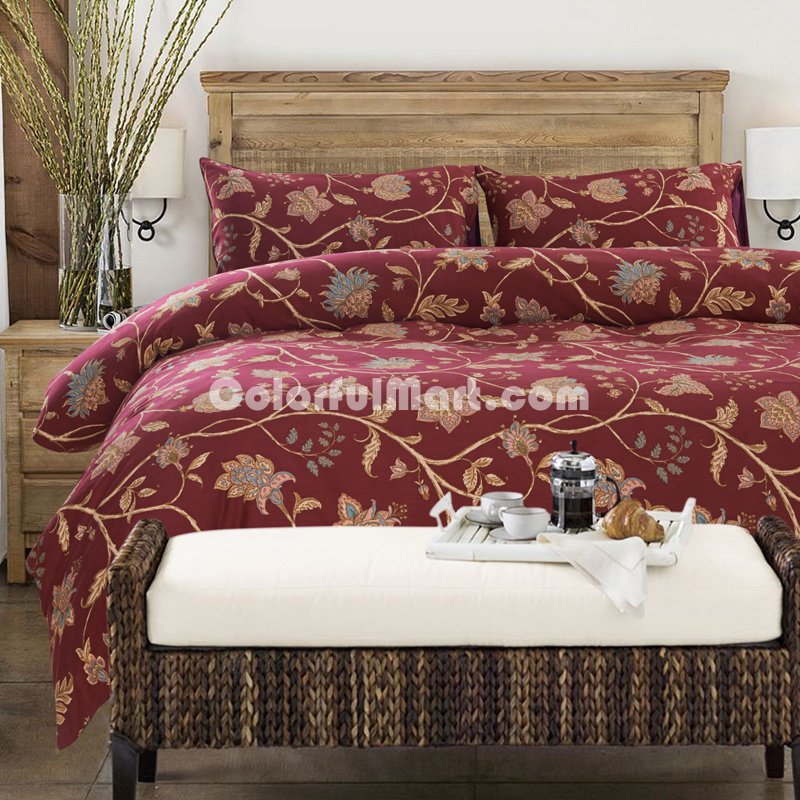 Sofia Red Egyptian Cotton Bedding Luxury Bedding Duvet Cover Set - Click Image to Close