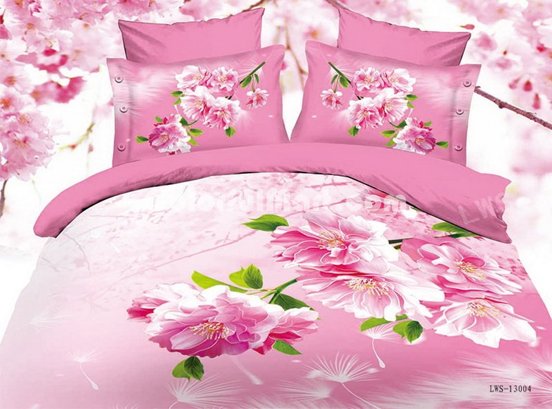 Rose Pink Bedding 3D Duvet Cover Set - Click Image to Close
