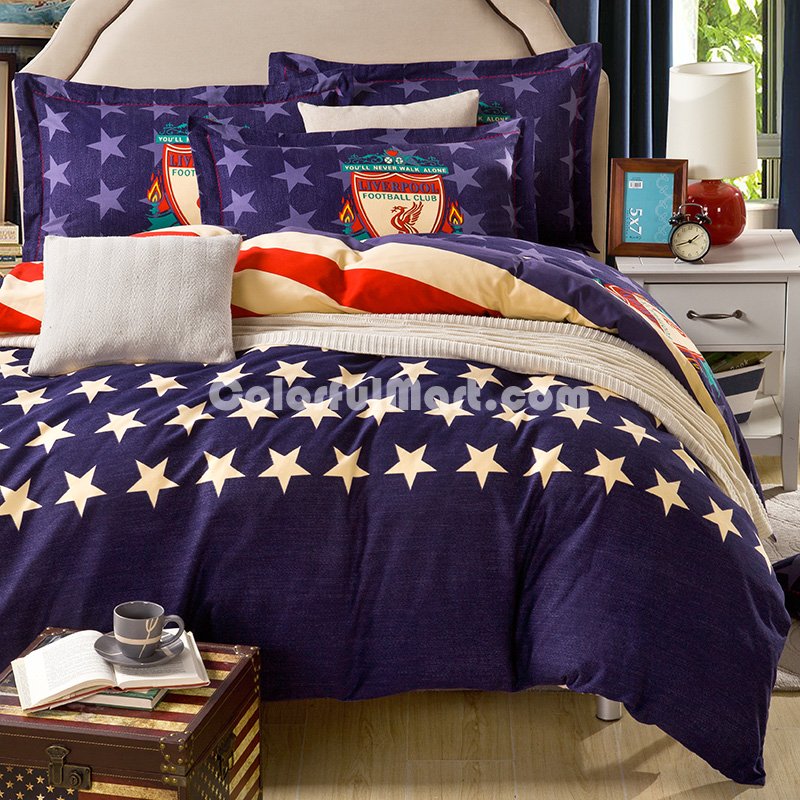 American Style Blue Teen Bedding College Dorm Bedding Kids Bedding - Click Image to Close