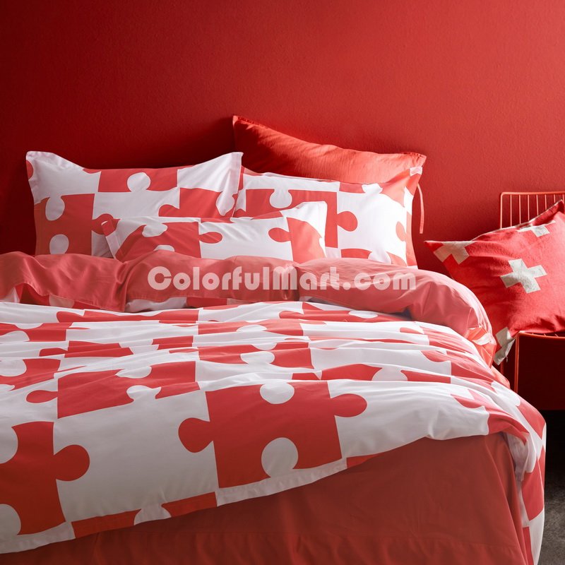 Jigsaw Puzzles Red Bedding Kids Bedding Teen Bedding Dorm Bedding Gift Idea - Click Image to Close