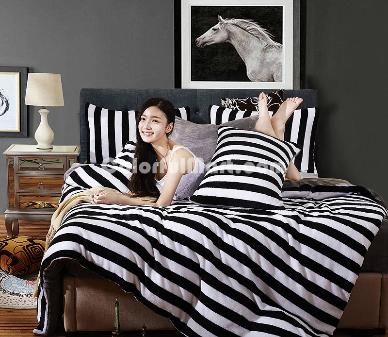 Black And White Space Balck Bedding Set Winter Bedding Flannel Bedding Teen Bedding Kids Bedding - Click Image to Close