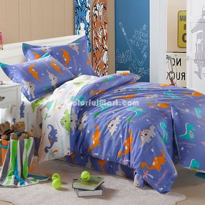 Happy Dinosaur Blue Dinosaur Bedding Set