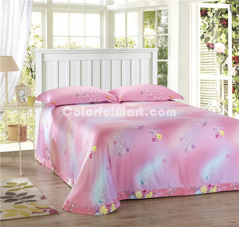 Interesting Flowers Pink Bedding Set Girls Bedding Floral Bedding Duvet Cover Pillow Sham Flat Sheet Gift Idea - Click Image to Close