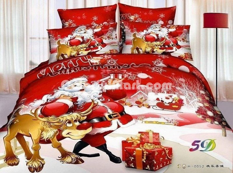 Santa Claus Merry Christmas Red Bedding Christmas Bedding Holiday Bedding - Click Image to Close