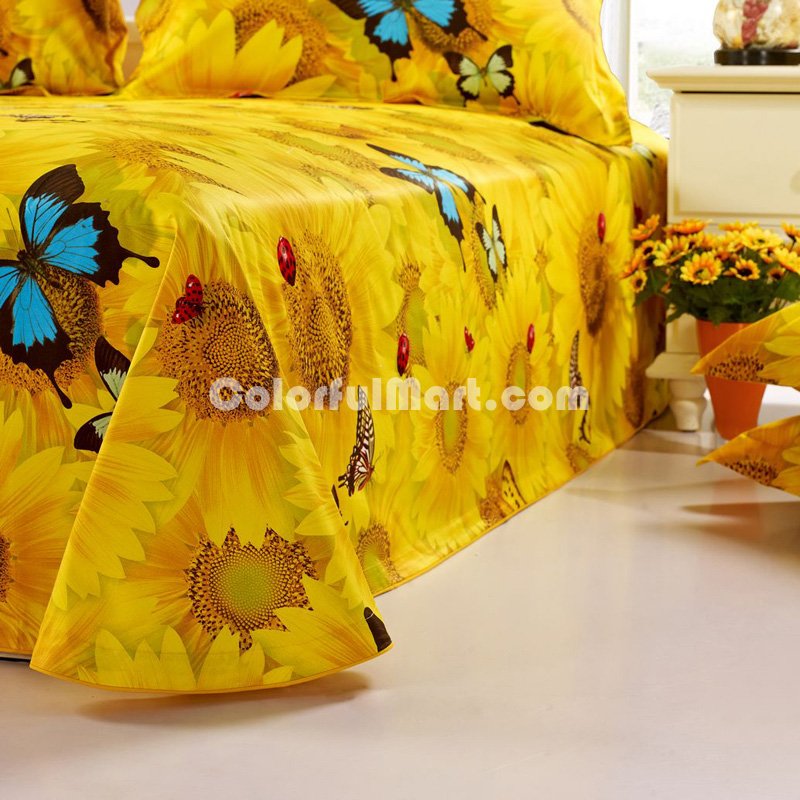Sunflowers Yellow Bedding Sets Duvet Cover Sets Teen Bedding Dorm Bedding 3D Bedding Floral Bedding Gift Ideas - Click Image to Close