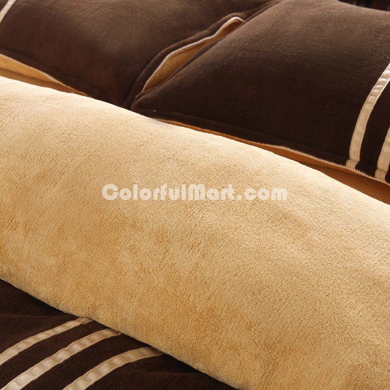 Coffee Camel Coral Fleece Bedding Teen Bedding - Click Image to Close
