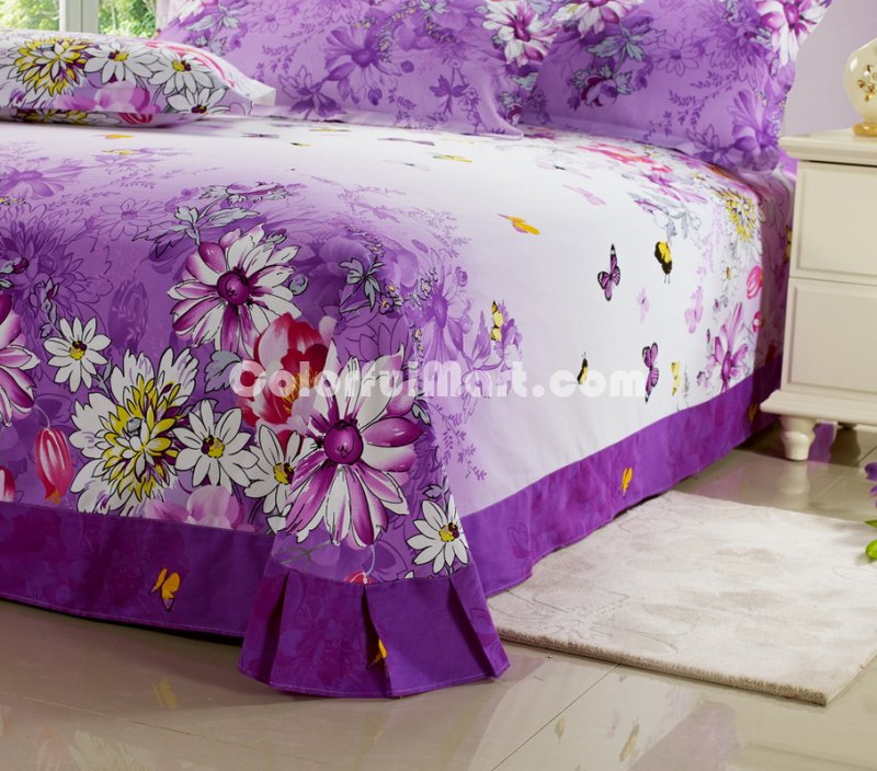 Purple Flowers Cheap Modern Bedding Sets - Click Image to Close