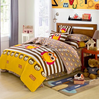 Owl Keeper Yellow Bedding Set Kids Bedding Teen Bedding Duvet Cover Set Gift Idea