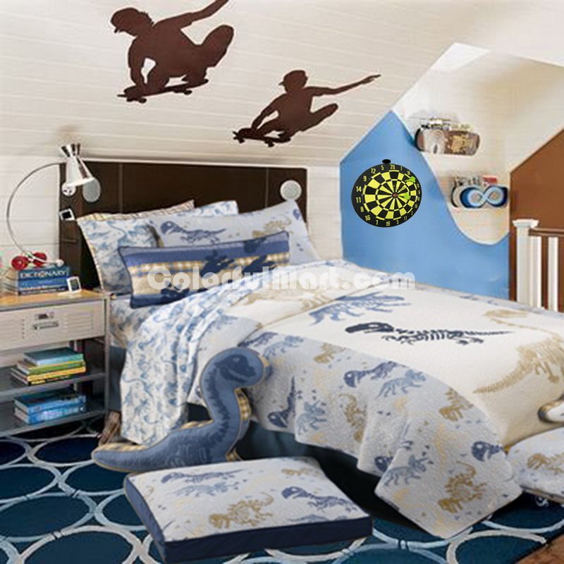 American Style Sky Blue Dinosaur Bedding Set - Click Image to Close