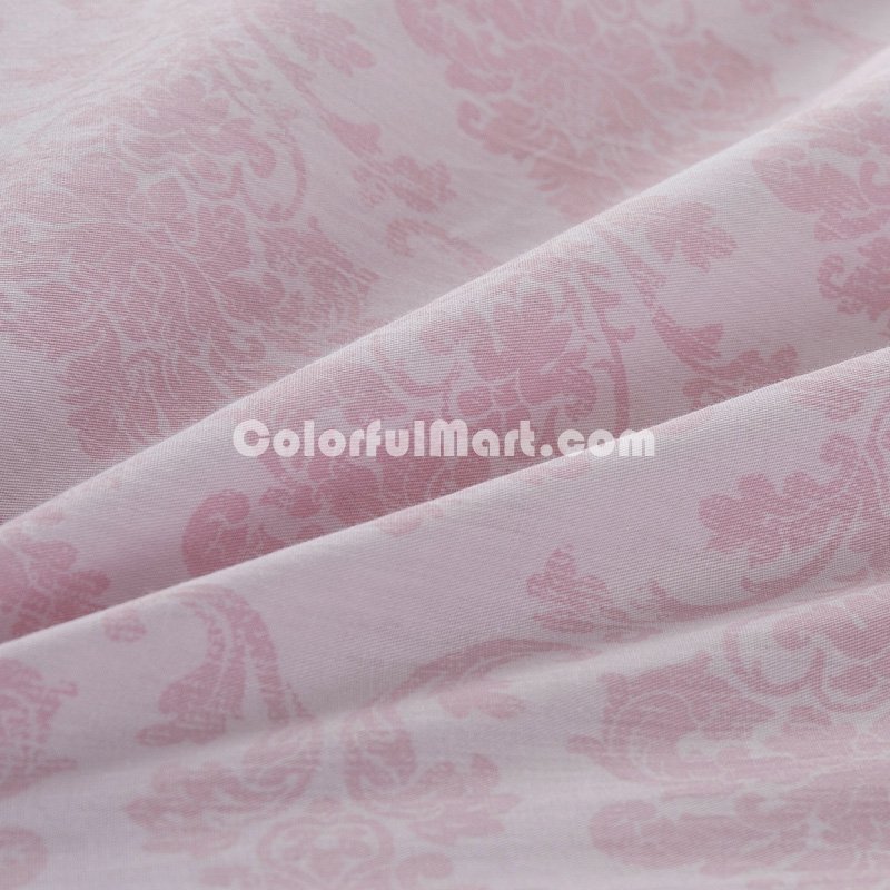 Flowers Blooming Pink 100% Cotton 4 Pieces Bedding Set Duvet Cover Pillow Shams Fitted Sheet - Click Image to Close