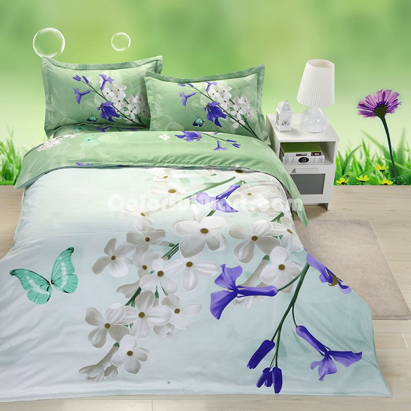 Lilac Green Bedding 3D Duvet Cover Set - Click Image to Close