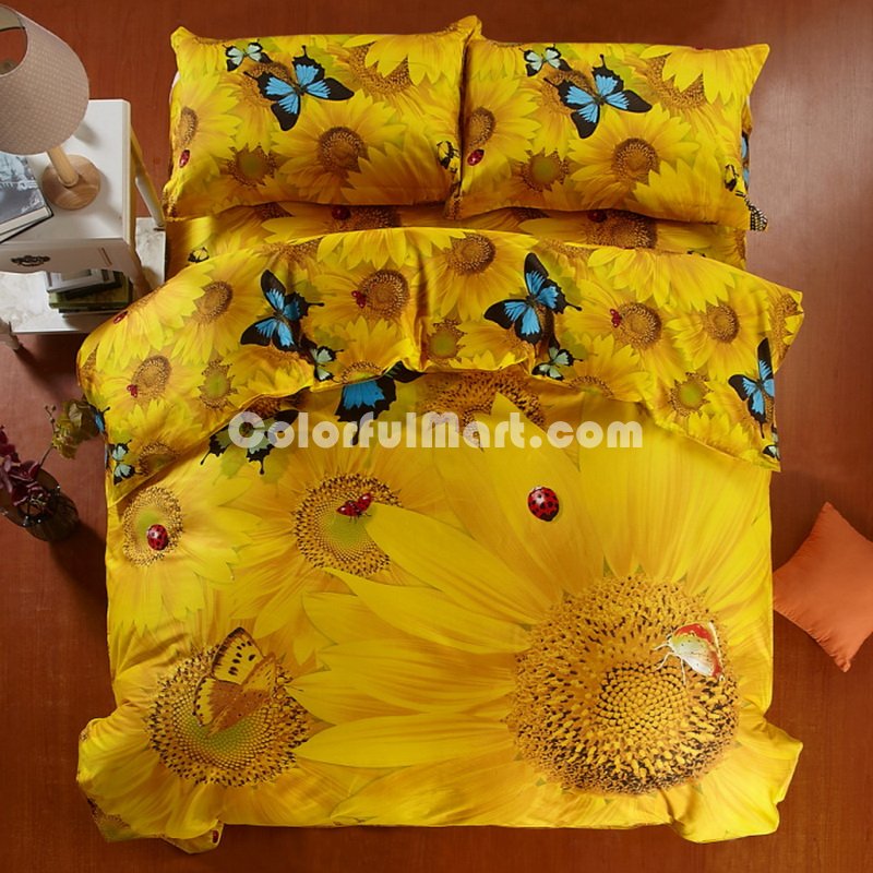 Sunflower Golden Bedding 3d Duvet Cover Set - Click Image to Close