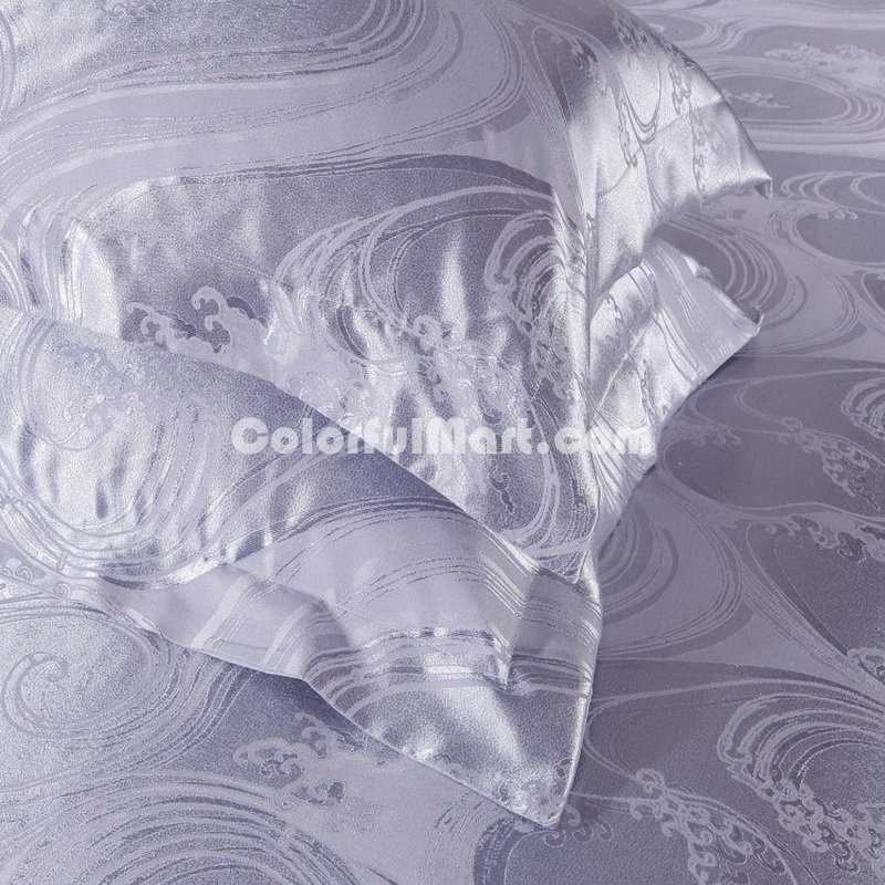Fantasy Silvery Grey Jacquard Damask Luxury Bedding - Click Image to Close