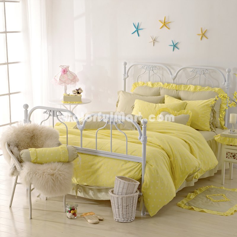 Polka Dot Princess Yellow Polka Dot Bedding Princess Bedding Girls Bedding - Click Image to Close