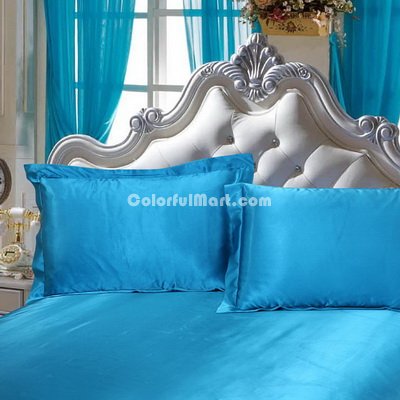 Lake Blue Silk Pillowcase, Include 2 Standard Pillowcases, Envelope Closure, Prevent Side Sleeping Wrinkles, Have Good Dreams