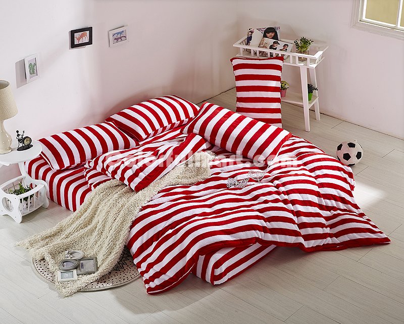 Little Apple Red Bedding Set Winter Bedding Flannel Bedding Teen Bedding Kids Bedding - Click Image to Close