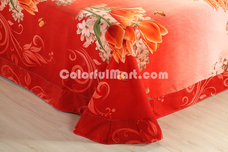 Tulip Orange Bedding 3D Duvet Cover Set - Click Image to Close