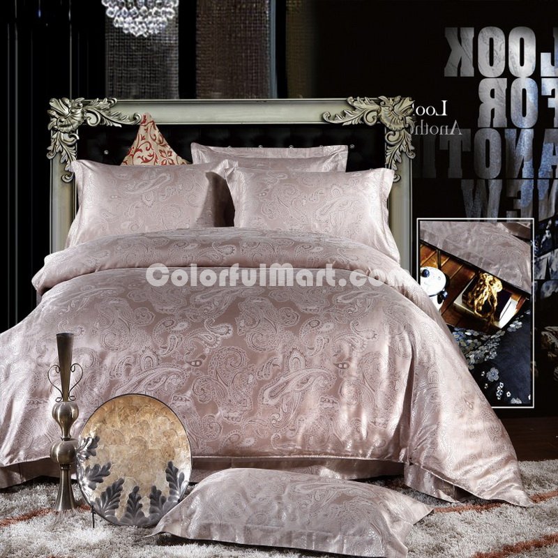 Elizabeth Fleshcolor Jacquard Damask Luxury Bedding - Click Image to Close