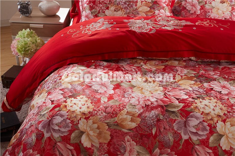 Brussels Scarlet Flowers Bedding Luxury Bedding - Click Image to Close