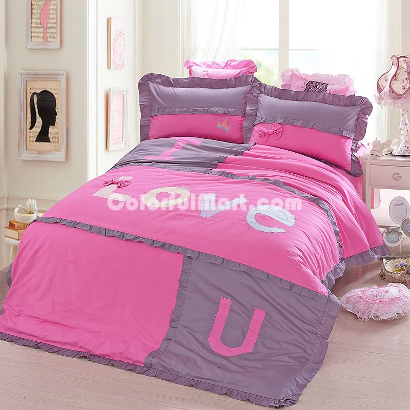 I Love You Pink Bedding Girls Bedding Princess Bedding Teen Bedding - Click Image to Close