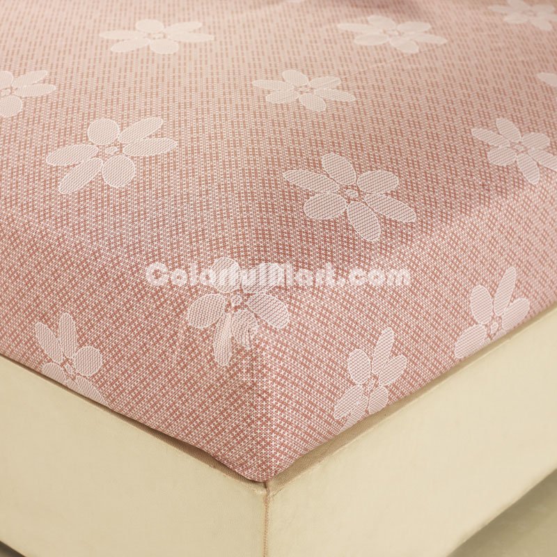Plum Blossom Brown 100% Cotton 4 Pieces Bedding Set Duvet Cover Pillow Shams Fitted Sheet - Click Image to Close