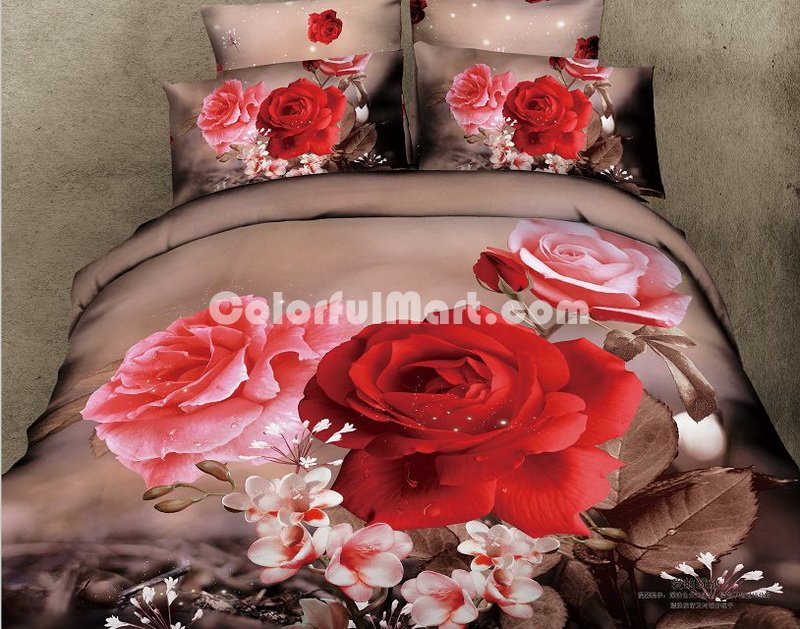 Love Bloom Red Bedding Rose Bedding Floral Bedding Flowers Bedding - Click Image to Close