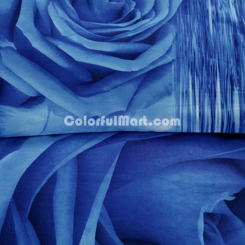 Roses Blue Bedding Sets Duvet Cover Sets Teen Bedding Dorm Bedding 3D Bedding Floral Bedding Gift Ideas - Click Image to Close