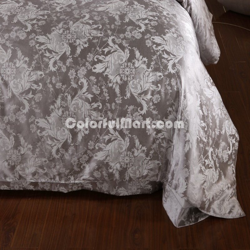 In Love Grey Jacquard Damask Luxury Bedding - Click Image to Close