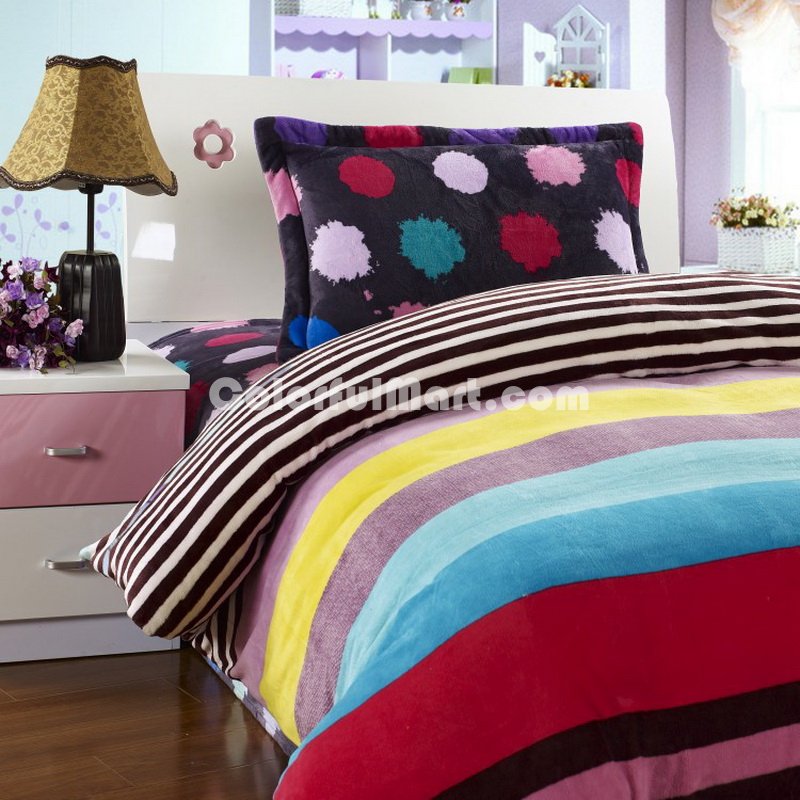 Colorful Space Flannel Duvet Cover Set Kids Bedding - Click Image to Close