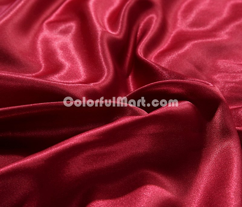 Pure Enjoyment Wine Red Silk Bedding Silk Duvet Cover Set - Click Image to Close