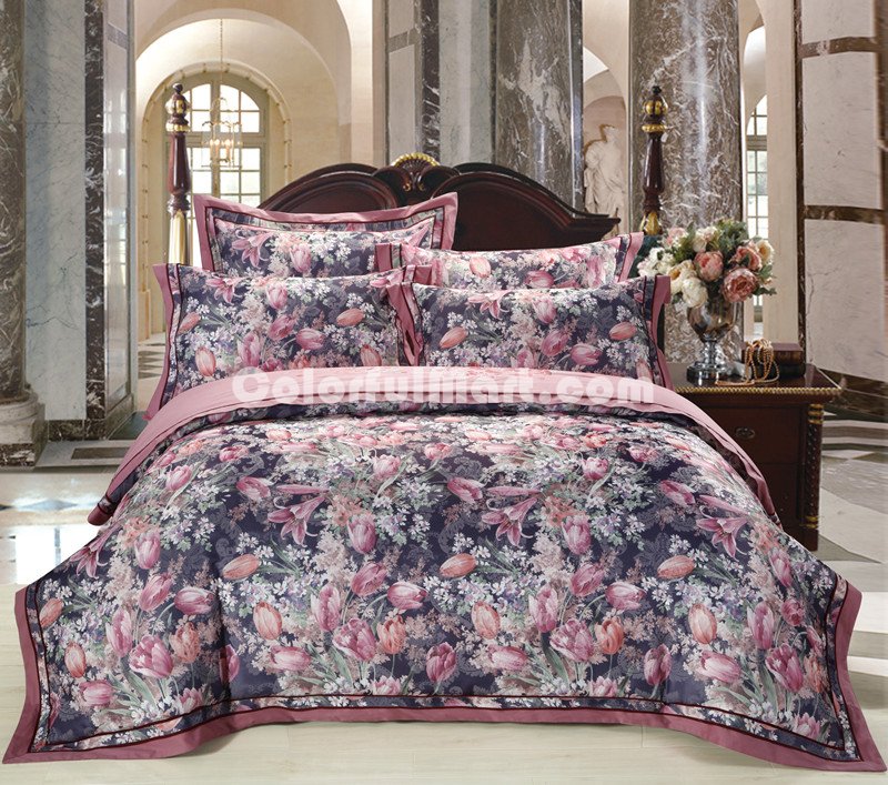 Tulips Bean Red Flowers Bedding Luxury Bedding - Click Image to Close