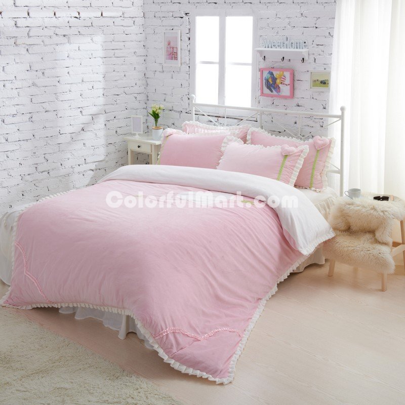 Sweet Heart Pink Velvet Bedding Girls Bedding Princess Bedding - Click Image to Close