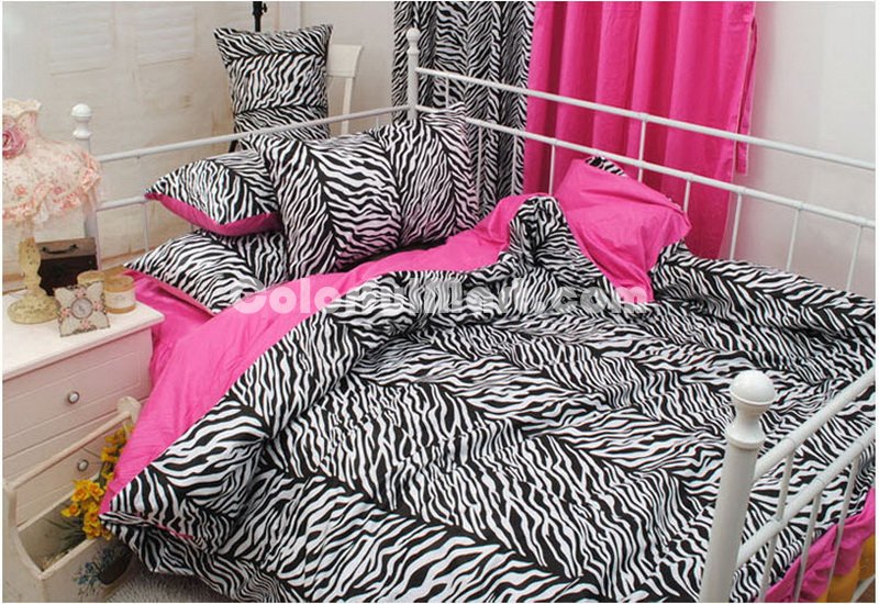 Princess Korean Style Rose Zebra Print Bedding Set - Click Image to Close