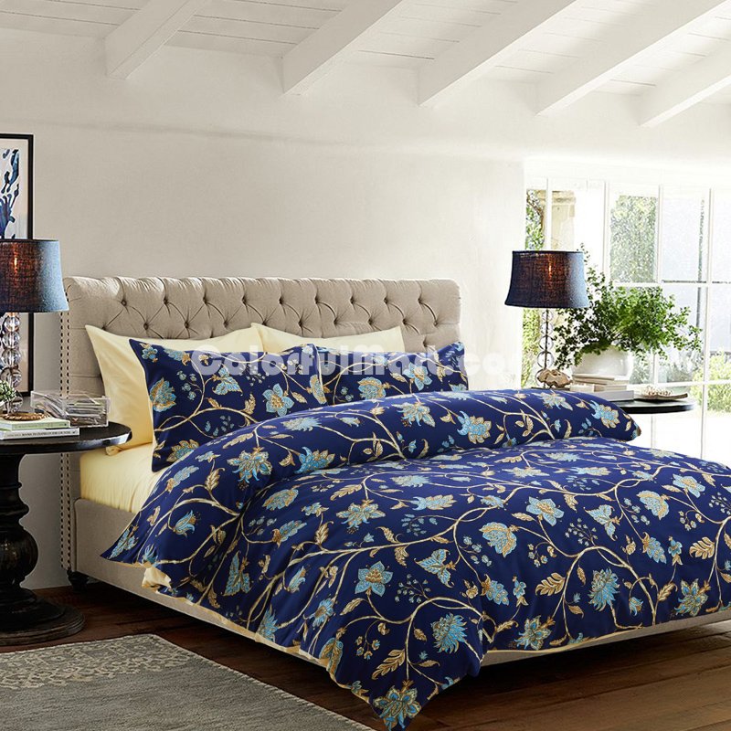Sofia Blue Egyptian Cotton Bedding Luxury Bedding Duvet Cover Set - Click Image to Close